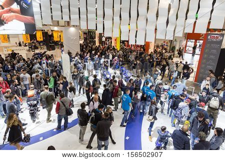 People Visiting Eicma 2016 In Milan, Italy