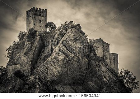 Roccascalegna ghost tower on the rock, Abruzzo - Italy