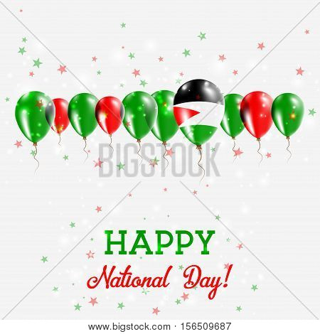 Palestine, State Of Independence Day Sparkling Patriotic Poster. Happy Independence Day Card With Pa