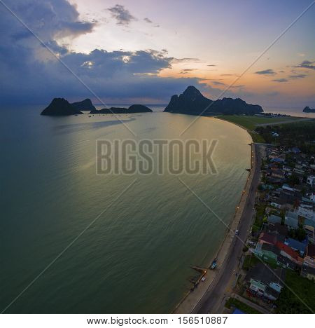 aerial view of prachaupkirikhan province southern of thailand