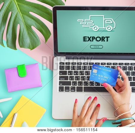 Import Export Shipment Truck Graphic Concept