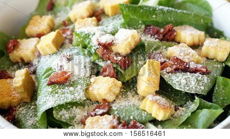 Caesar Salad, Organic Green Vegetable With Parmesan Cheese And Crutons