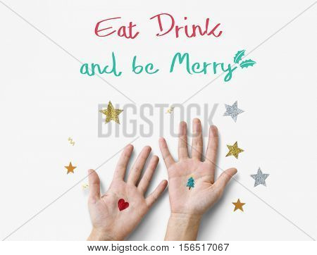 Merry Christmas and Happy New Year Family Holiday Festival Concept