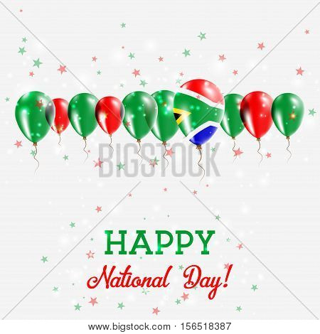 South Africa Independence Day Sparkling Patriotic Poster. Happy Independence Day Card With South Afr