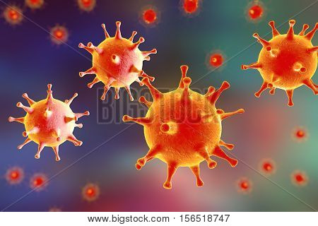 Human Herpes simplex virus on colorful background. 3D illustration