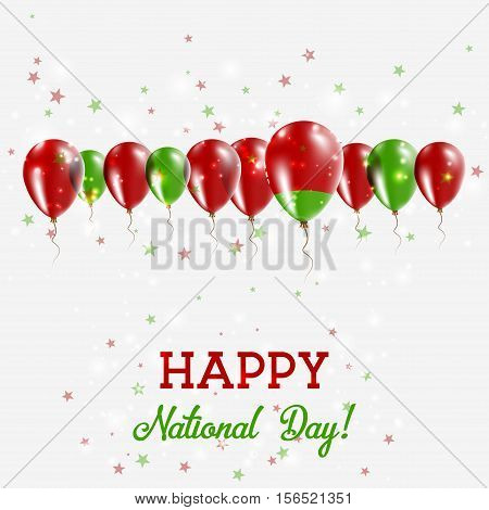 Belarus Independence Day Sparkling Patriotic Poster. Happy Independence Day Card With Belarus Flags,