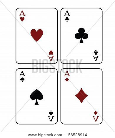 Four Cards Game - Poker Cards - Poker Design Game Concept - Casino Games Vector Illustration Stock