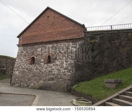 View bastion Pantserlaks. Historical military fortification in Vyborg