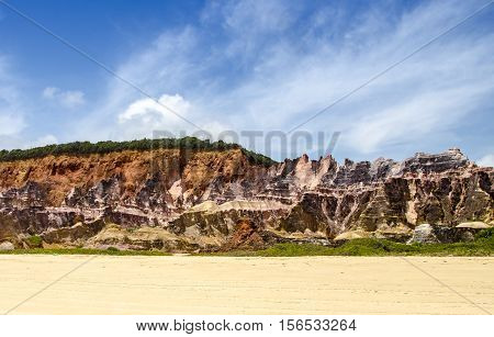 Northeast Brazil . Spectacular Cliffs Near Gunga Beach In Alagoas State .