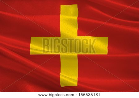 Flag of Ancona is a city and a seaport in the Marche region in central Italy. 3d illustration