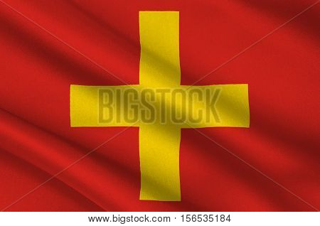 Flag of Ancona is a city and a seaport in the Marche region in central Italy. 3d illustration
