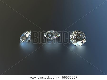 Precious gemstones on a dark background. 3D rendering