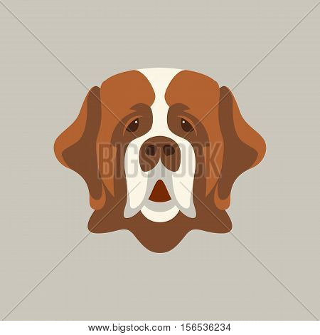 St. Bernard dog face vector illustration style Flat