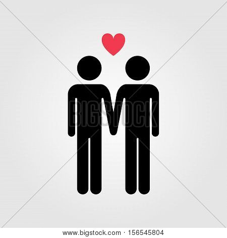 Gay couple with red heart vector icon gay marriage
