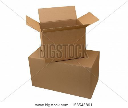Cardboard boxes isolated on white background. Package