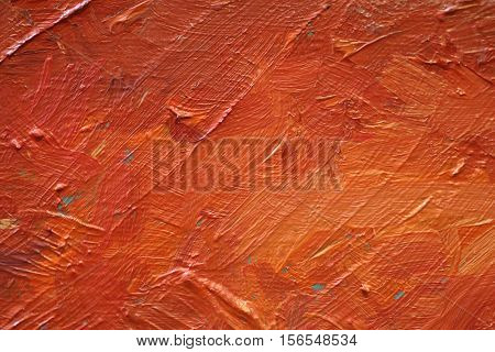 Oil Painting close up texture pallete knife storkes of red yellow and orange  color
