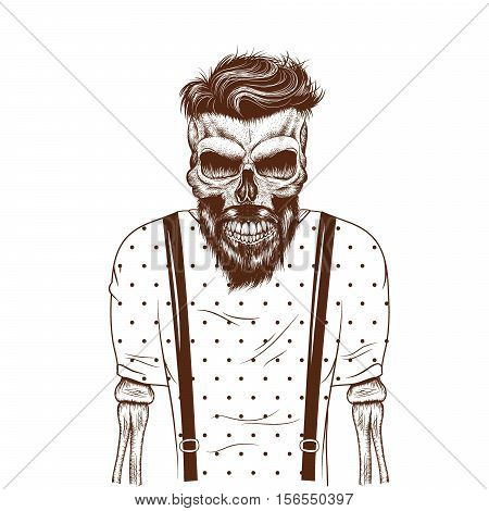 fashion zombie dressed in t-shirt.Hipster style.Vector illustration