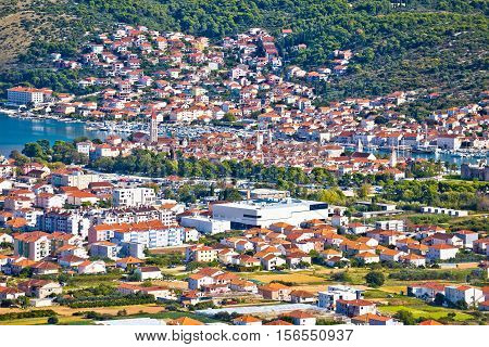UNESCO town of Trogir aerial view Dalmatia Croatia