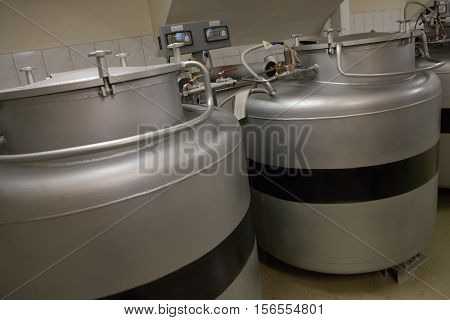 St. Petersburg Russia -22 October 2014: All-Russian Research Institute of Plant Vavilov. State Research Center. Low-temperature storage of working collections