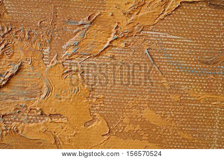 Oil Painting close up texture pallete knife storkes of brown yellow  gray and white color