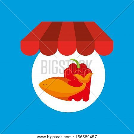 shopping online food fresh fish pepper vector illustration eps 10