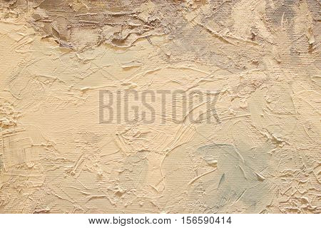 Oil Painting close up texture pallete knife storkes of brown yellow  gray and white color