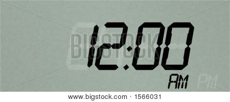 นาฬิกาดิจิตอล Readout อ่าน 12:00, Illusttration สมจริง