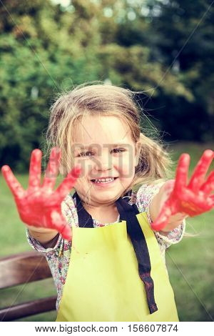 Girl Painting Artist School Concept