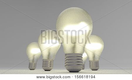 group of bulbs isolated in white 3d render