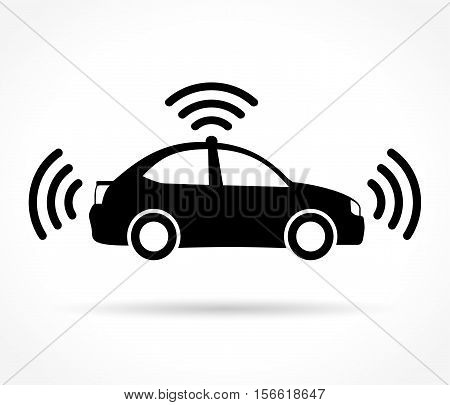 self driving car icon on white background