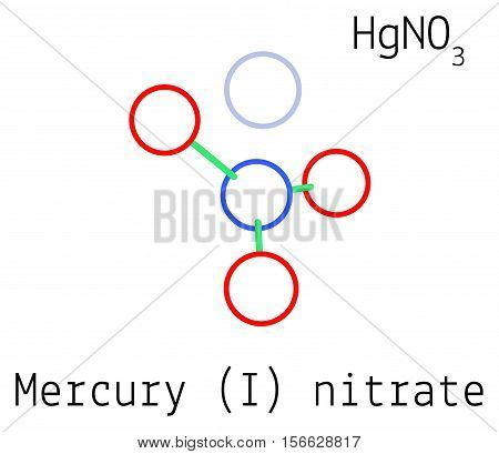 Mercury I nitrate HgNO3 molecule isolated on white
