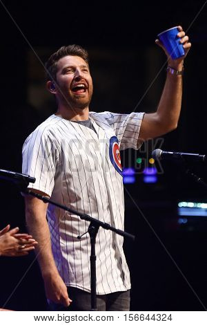 CHICAGO-NOV 9: Brett Eldredge performs at CBS Radio's Stars & Stripes event at the Chicago Theatre on November 9, 2016 in Chicago, Illinois.