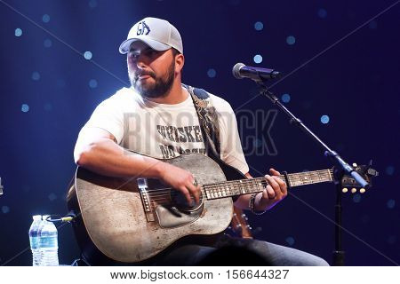 CHICAGO-NOV 9: Tyler Farr performs at CBS Radio's Stars & Stripes event at the Chicago Theatre on November 9, 2016 in Chicago, Illinois.