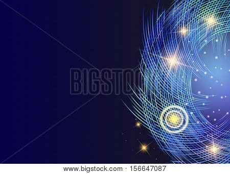 Abstract background with neon design. Vector glowing Shine line stars bright flashes on a black background. Can be used to cover book printing gift and so on. EPS 10