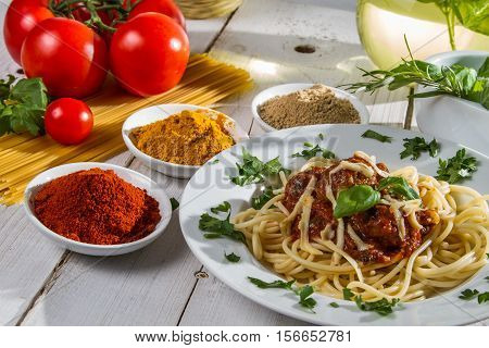 Close-up Of Hot Spaghetti On A Plate