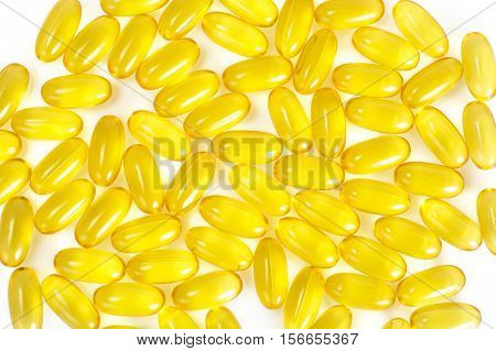 Omega3 Extra capsules from Fish Oil on white background. Studio Photo