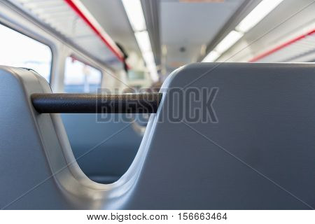 Interior of the lightrail train travelling to the International Airport.