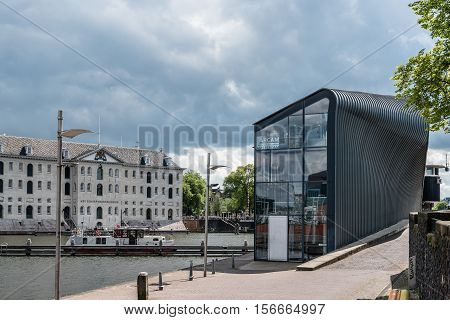 Amsterdam Netherlands - August 1 2016: Amsterdam Centre for Architecture (ARCAM) It provides information about architecture throughout the city of Amsterdam.