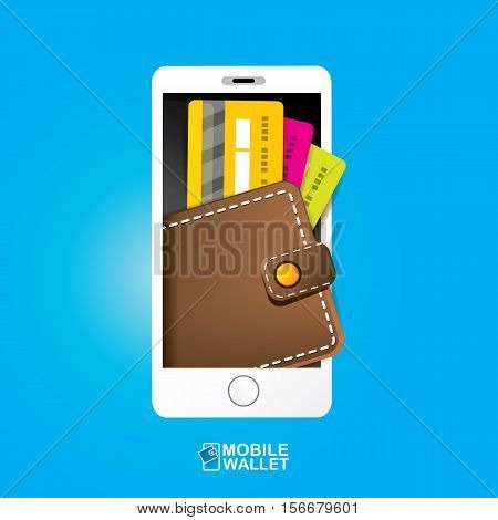 vector digital mobile wallet vector concept icon. smartphone screen with wallet on screen. Internet banking concept. wireless money transfer.