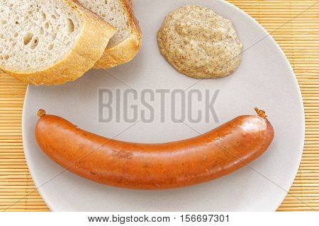 Tasty Sausages With Bread And Mustard
