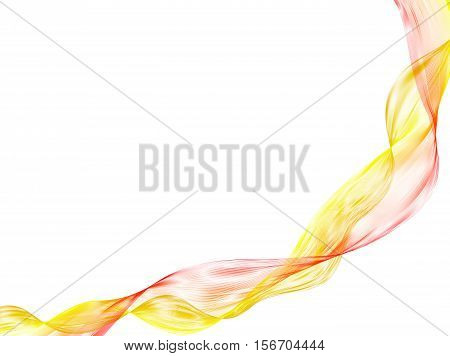 Vector illustration abstract background. Wavy lines intersecting red and yellow flowers