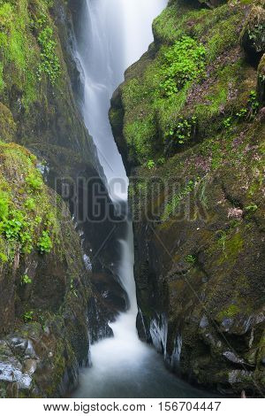 Detail of Aira Force Waterfall near Ullswater in the English Lake District. England. UK.