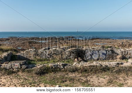 Remains of a Bunker on the beach of la Paracou (Les Sables d'Olonne)