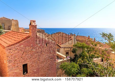 Monemvasia the medieval town in Peloponnese, Greece