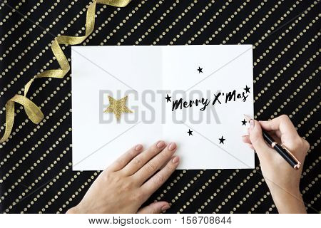 Merry Christmas and Happy New Year Family Holiday Festival Concept