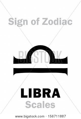 Astrology Alphabet: Sign of Zodiac LIBRA (The Scales). Hieroglyphics character sign (single symbol).