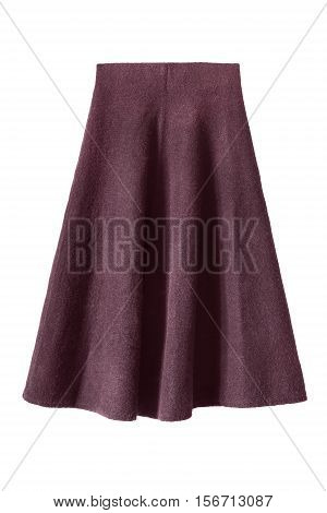 Wool flared knee length skirt isolated over white