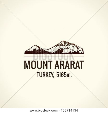Mountain tourist vector logo. Emblem Mount adventures. Icon mount. Highest mountains in world. Ararat