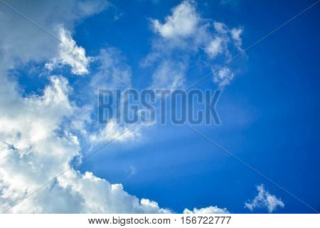 The clouds and the blue sky in the morning