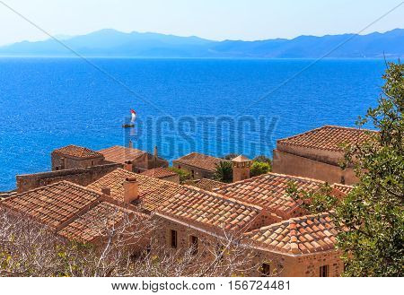 Monemvasia the medieval town in Peloponnese, Greece